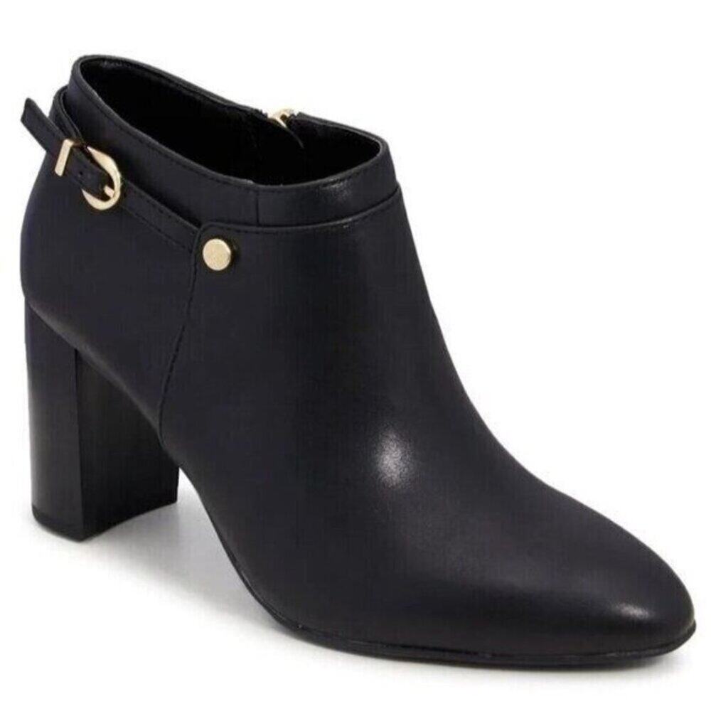 Vince Camuto Women Black Leather Block Heel Zip Ankle Boots Size 9.5 - Picture 2 of 12
